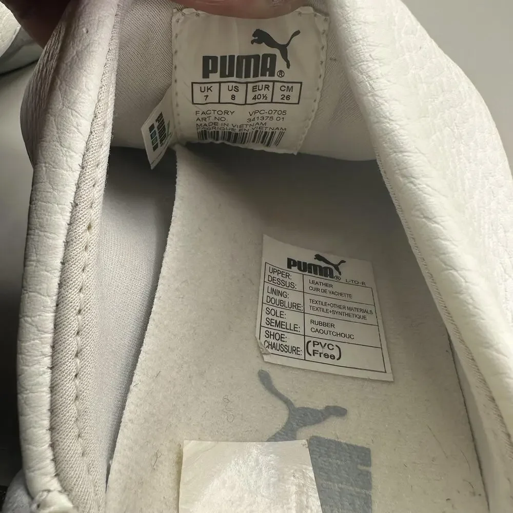 Puma Satori Mens Size 8 White Gray Leather Slip On Casual Sneakers *VERY RARE*